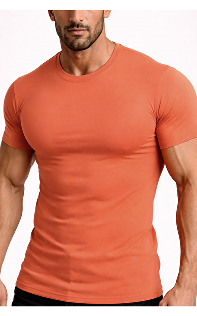 Mısırlı ORGANIC Pamuklu HERCULES Slim Fit Bisiklet Yaka Fanila / T-Shirt Pas Kırmızı