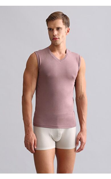 Mısırlı ORGANIC Pamuklu HERCULES Slim Fit V Yaka Sporcu Atlet / T-Shirt Lavender