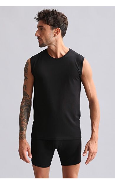 Mısırlı ORGANIC Pamuklu HERCULES Slim Fit Bisiklet Yaka Sporcu Atlet / T-Shirt Siyah