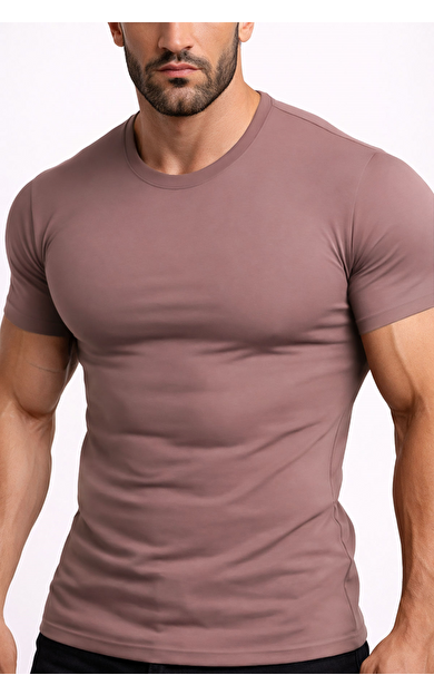 Mısırlı ORGANIC Pamuklu HERCULES Slim Fit Bisiklet Yaka Fanila / T-Shirt Lavender