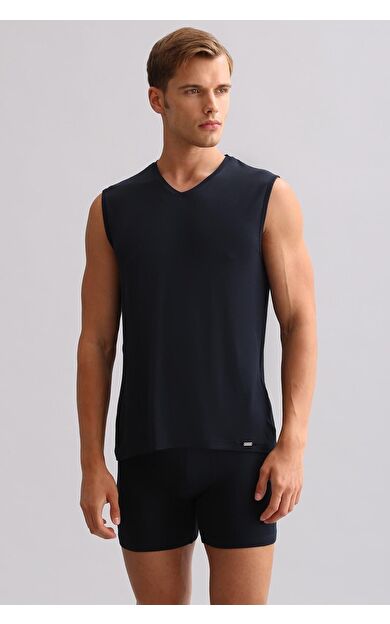 Mısırlı ORGANIC Pamuklu ZEUS LUXURY Regular Fit V Yaka Sporcu Atlet / T-Shirt Lacivert