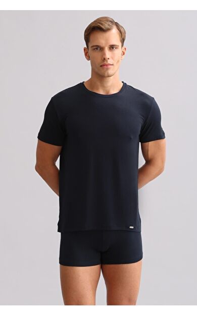 Mısırlı ORGANIC Pamuklu ZEUS LUXURY Regular Fit Bisiklet Yaka Fanila / T-Shirt Lacivert