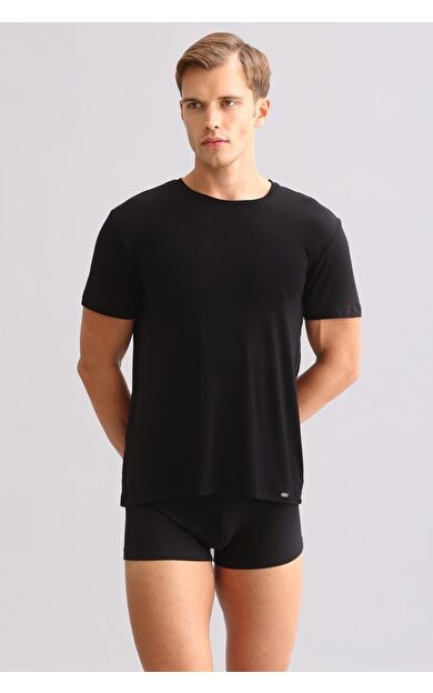 Mısırlı ORGANIC Pamuklu ZEUS LUXURY Regular Fit Bisiklet Yaka Fanila / T-Shirt Siyah