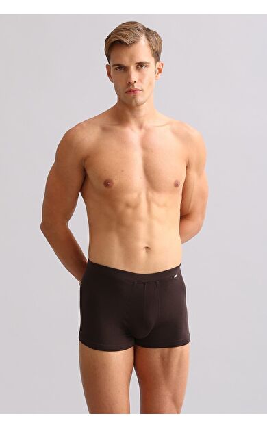 Mısırlı ORGANIC Pamuklu ZEUS LUXURY Regular Fit Metal Armalı Boxer Kahverengi