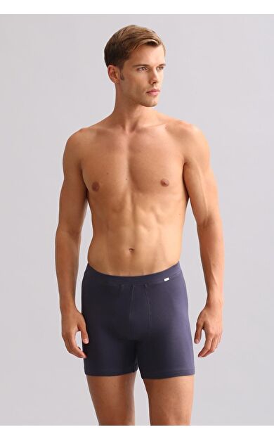 Mısırlı ORGANIC Pamuklu ZEUS LUXURY Regular Fit Metal Armalı Long Boxer Antrasit