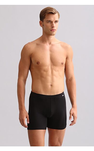 Mısırlı ORGANIC Pamuklu ZEUS LUXURY Regular Fit Metal Armalı Long Boxer Siyah