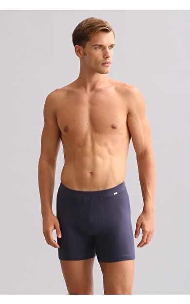 Mısırlı ORGANIC Pamuklu ZEUS LUXURY Regular Fit Metal Armalı Long Boxer Antrasit