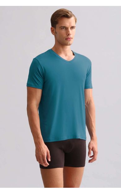 Mısırlı ORGANIC Pamuklu ZEUS LUXURY Regular Fit V Yaka Fanila Fit Green