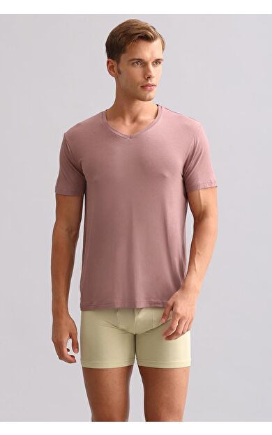 Mısırlı ORGANIC Pamuklu ZEUS LUXURY Regular Fit V Yaka Fanila / T-Shirt Lavender