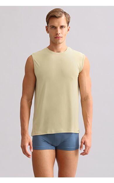 Mısırlı ORGANIC Pamuklu ZEUS LUXURY Regular Fit Bisiklet Yaka Sporcu Atlet / T-Shirt Haki Ada