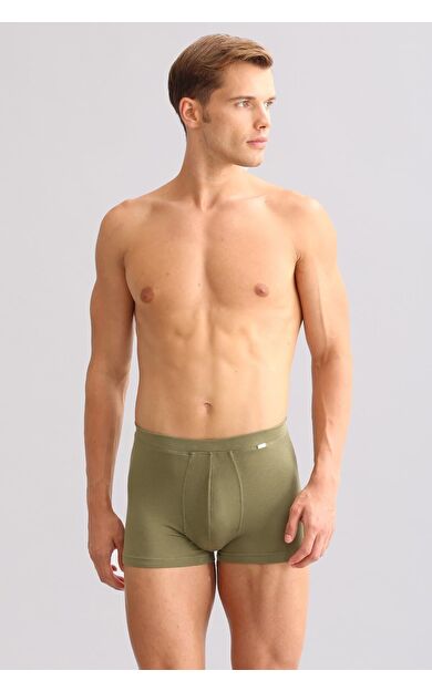 Mısırlı ORGANIC Pamuklu ZEUS LUXURY Regular Fit Metal Armalı Boxer Haki Zeytin