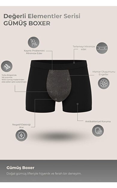 Mısırlı SILVERMAN Gümüş Boxer Siyah