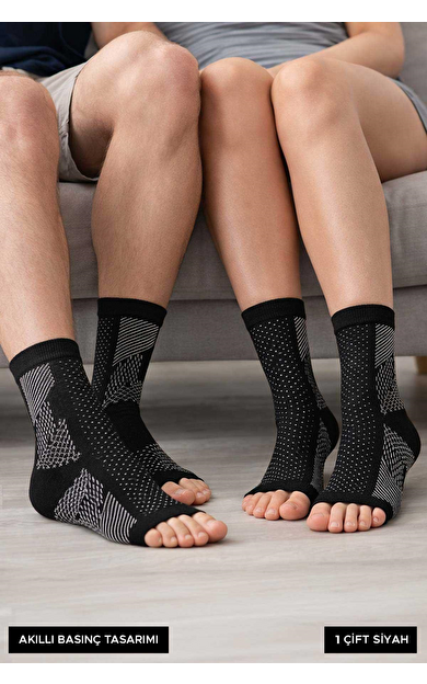 Mısırlı Unisex Ayak Bileği Ve Topuk Destekleyici Burun Sıkılaştırıcı Çorap Siyah