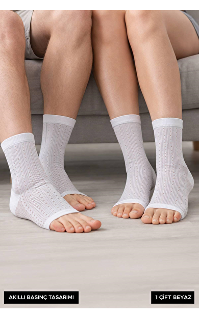 Mısırlı Unisex Ayak Bileği Ve Topuk Destekleyici Burun Sıkılaştırıcı Çorap Beyaz