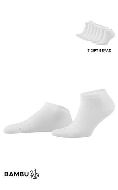 Mısırlı Unisex Bambu 7 Çift Patik Çorap Beyaz