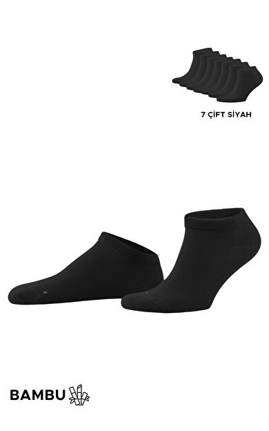Mısırlı Unisex Bambu 7 Çift Patik Çorap Siyah