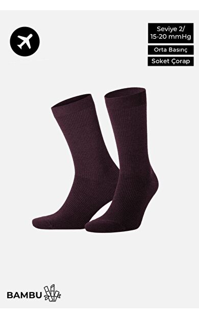 Mısırlı Unisex Bambu Özel Sıkılaştırıcı Teknolojiyle Uçuş Ve Pilot Soket Çorap Mor