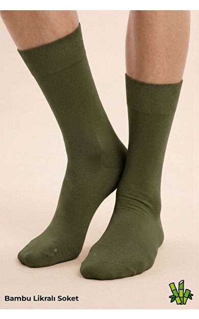 Mısırlı Unisex Bambu Soket Çorap Likralı Haki