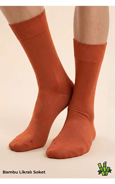 Mısırlı Unisex Bambu Soket Çorap Likralı Pas Kırmızı