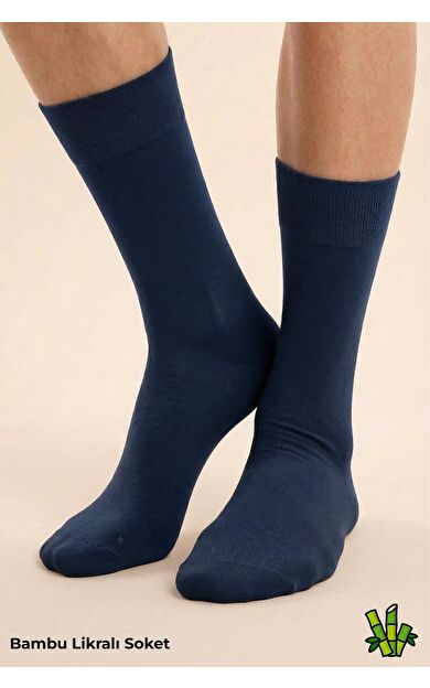 Mısırlı Unisex Bambu Soket Çorap Likralı Lacivert