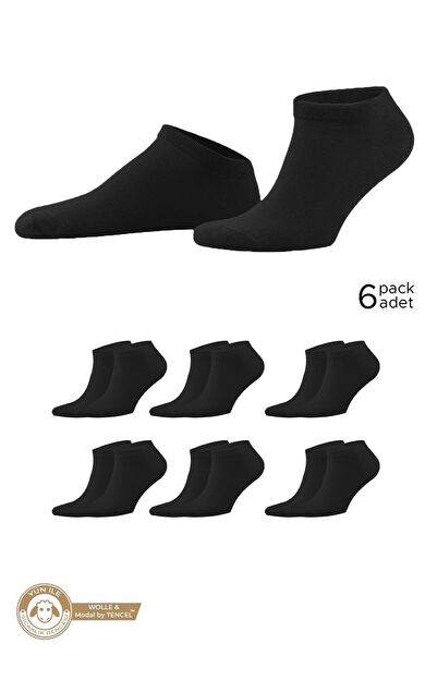 Mısırlı Unisex Modal By Tencel & YÜN Karışımlı 6 Çift Patik Çorap Siyah