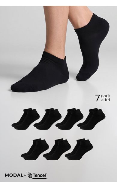 Mısırlı Unisex Modal Yedi Çift Patik Çorap Siyah