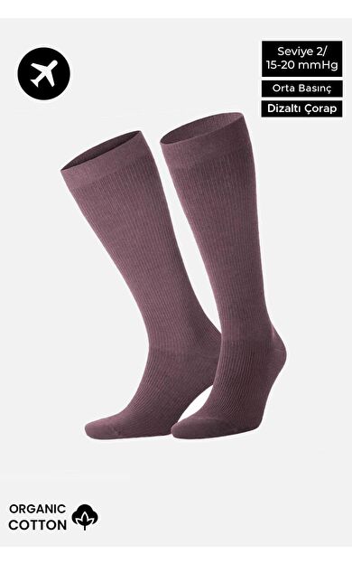 Mısırlı Unisex Organik Pamuk Özel Sıkılaştırıcı Teknolojiyle Uçuş Ve Pilot Diz Altı Çorap Lavender
