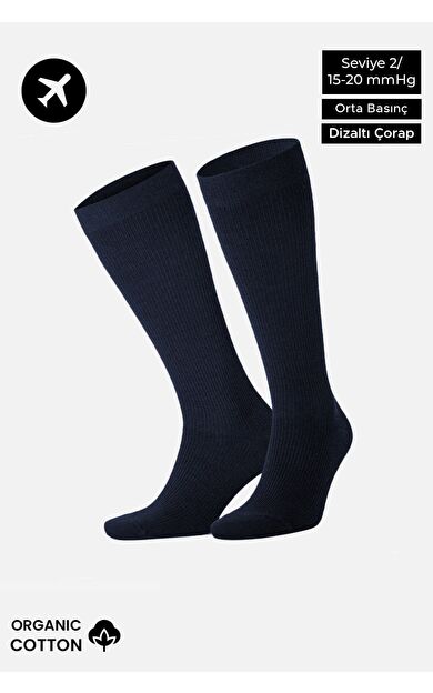 Mısırlı Unisex Organik Pamuk Özel Sıkılaştırıcı Teknolojiyle Uçuş Ve Pilot Diz Altı Çorap Lacivert