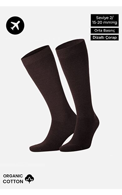 Mısırlı Unisex Organik Pamuk Özel Sıkılaştırıcı Teknolojiyle Uçuş Ve Pilot Diz Altı Çorap Kahverengi