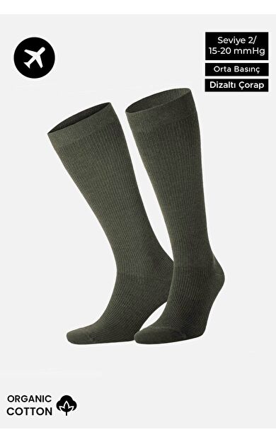 Mısırlı Unisex Organik Pamuk Özel Sıkılaştırıcı Teknolojiyle Uçuş Ve Pilot Diz Altı Çorap Haki
