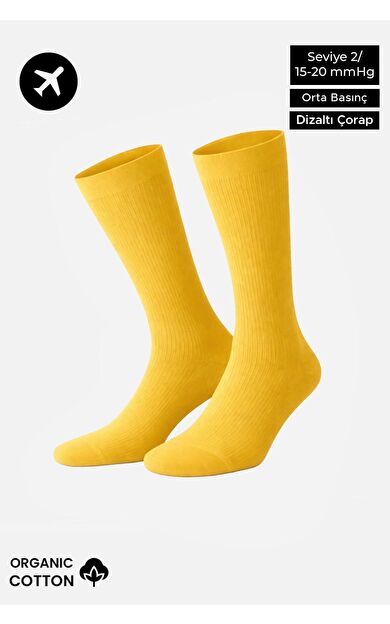 Mısırlı Unisex Organik Pamuk Özel Sıkılaştırıcı Teknolojiyle Uçuş Ve Pilot Diz Altı Çorap Hardal