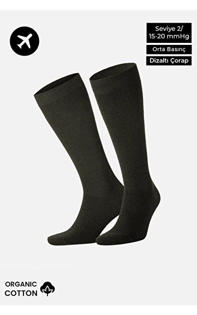 Mısırlı Unisex Organik Pamuk Özel Sıkılaştırıcı Teknolojiyle Uçuş Ve Pilot Diz Altı Çorap Koyu Haki