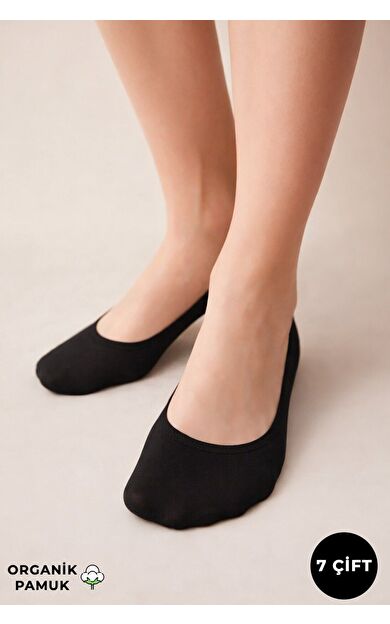 Mısırlı Unisex Organik Pamuklu 7 Çift Babet Çorap Siyah