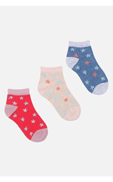 Mısırlı Unisex Pamuklu 3 Çift Yıldız Desenli Bebek Patik Çorap Yıldız Desenli