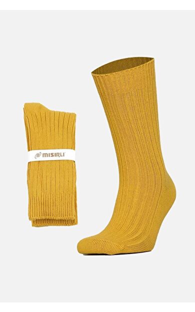 Mısırlı Unisex Pamuklu Bio Cotton Kışlık Soket Çorap Hardal