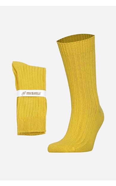 Mısırlı Unisex Pamuklu Bio Cotton Kışlık Soket Çorap Sarı
