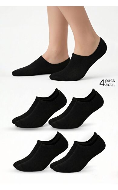 Mısırlı Kadın Pamuklu Süper Fit 4'Lü Sneaker Çorap Siyah
