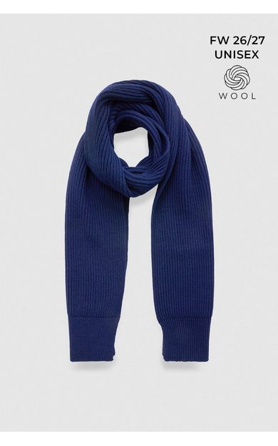 Mısırlı Unisex Yün Fitilli Atkı Lacivert