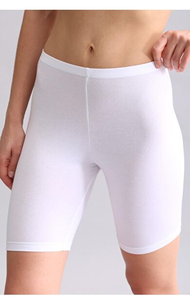 Modal By TENCEL ALICE Uzun Şort Külot Beyaz