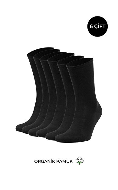 ORGANİK PAMUKLU Kadın Kutulu 6 Çift Soket Çorap Siyah