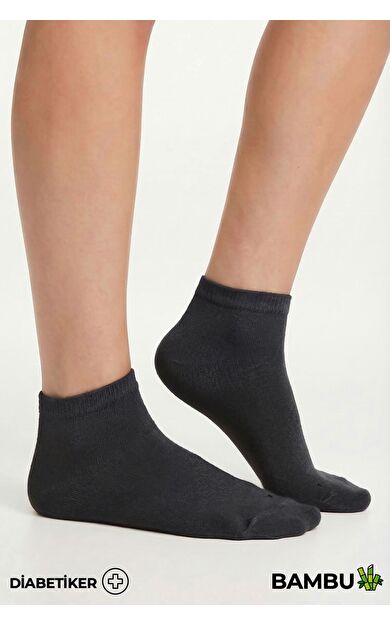 Unisex Bambu Diyabetik Sneaker Çorap Antrasit