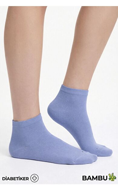 Unisex Bambu Diyabetik Sneaker Çorap Gece Mavisi