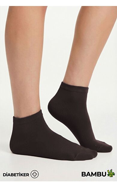 Unisex Bambu Diyabetik Sneaker Çorap Kahverengi