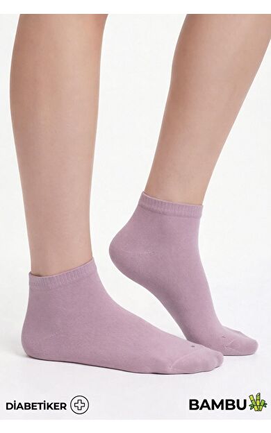 Unisex Bambu Diyabetik Sneaker Çorap Lavender