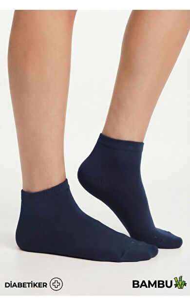 Unisex Bambu Diyabetik Sneaker Çorap Lacivert