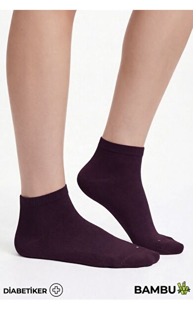 Unisex Bambu Diyabetik Sneaker Çorap Mor