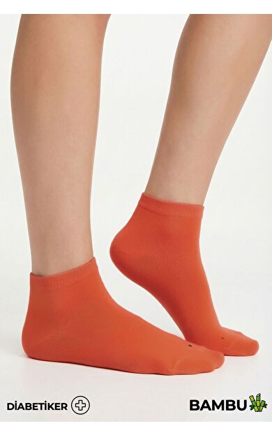 Unisex Bambu Diyabetik Sneaker Çorap Pas Kırmızı