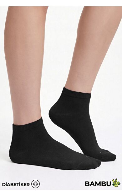 Unisex Bambu Diyabetik Sneaker Çorap Siyah