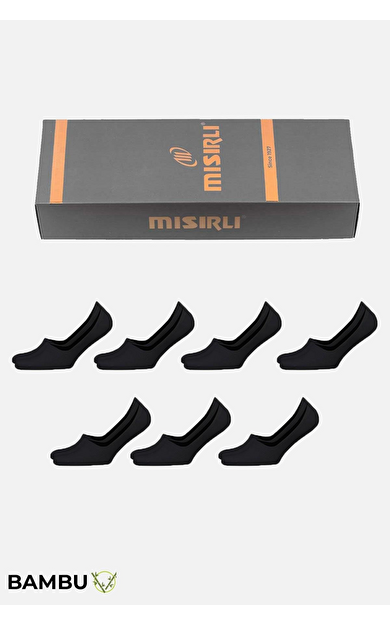 Unisex Bambu Kutulu 7 Çift Babet Çorap Siyah