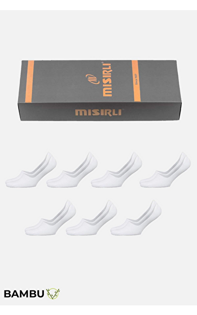Unisex Bambu Kutulu 7 Çift Babet Çorap Beyaz